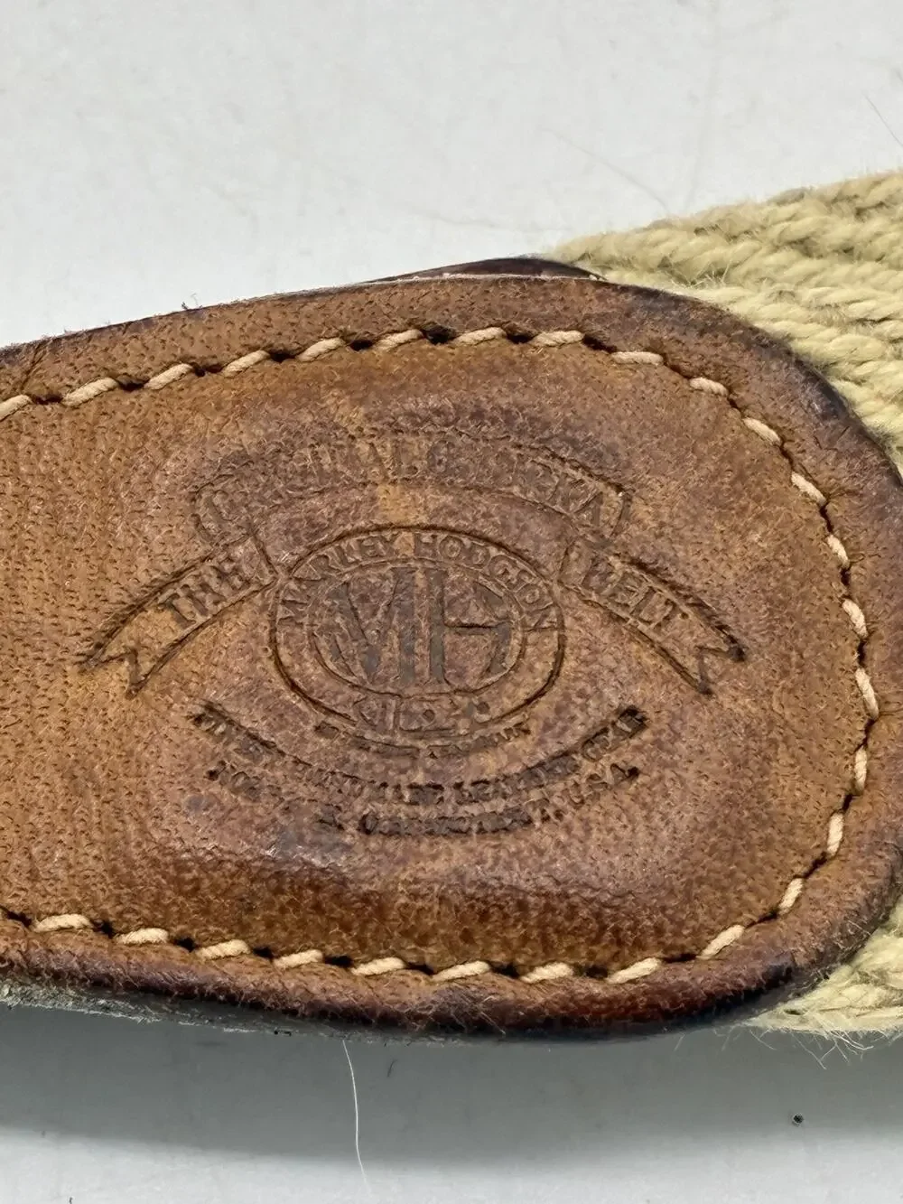 Vintage Ghurka Marley Hodgson Belt Canvas Leather Brass D-Ring Buckle USA